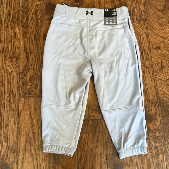 NWT!  Men’s UA men’s  Gray baseball Pants with Navy stripe, size small - Picture 6 of 7